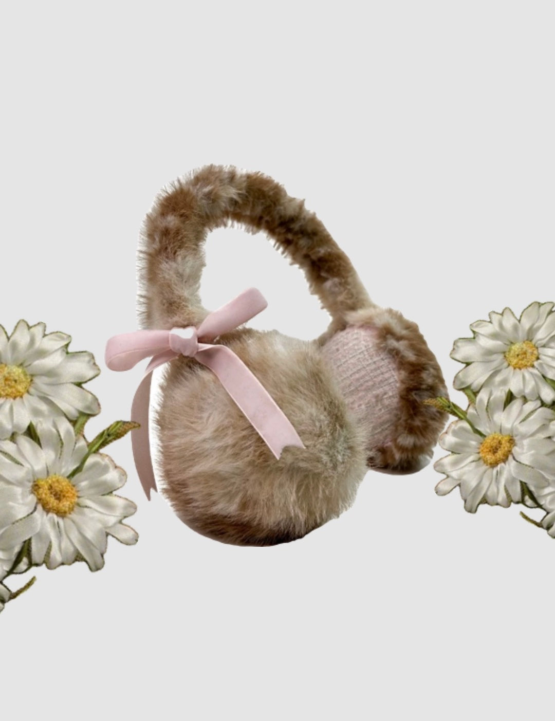 Rose Island Fairy Spirit Little Deer in flower field faux fur earmuffs ear warmer product photo