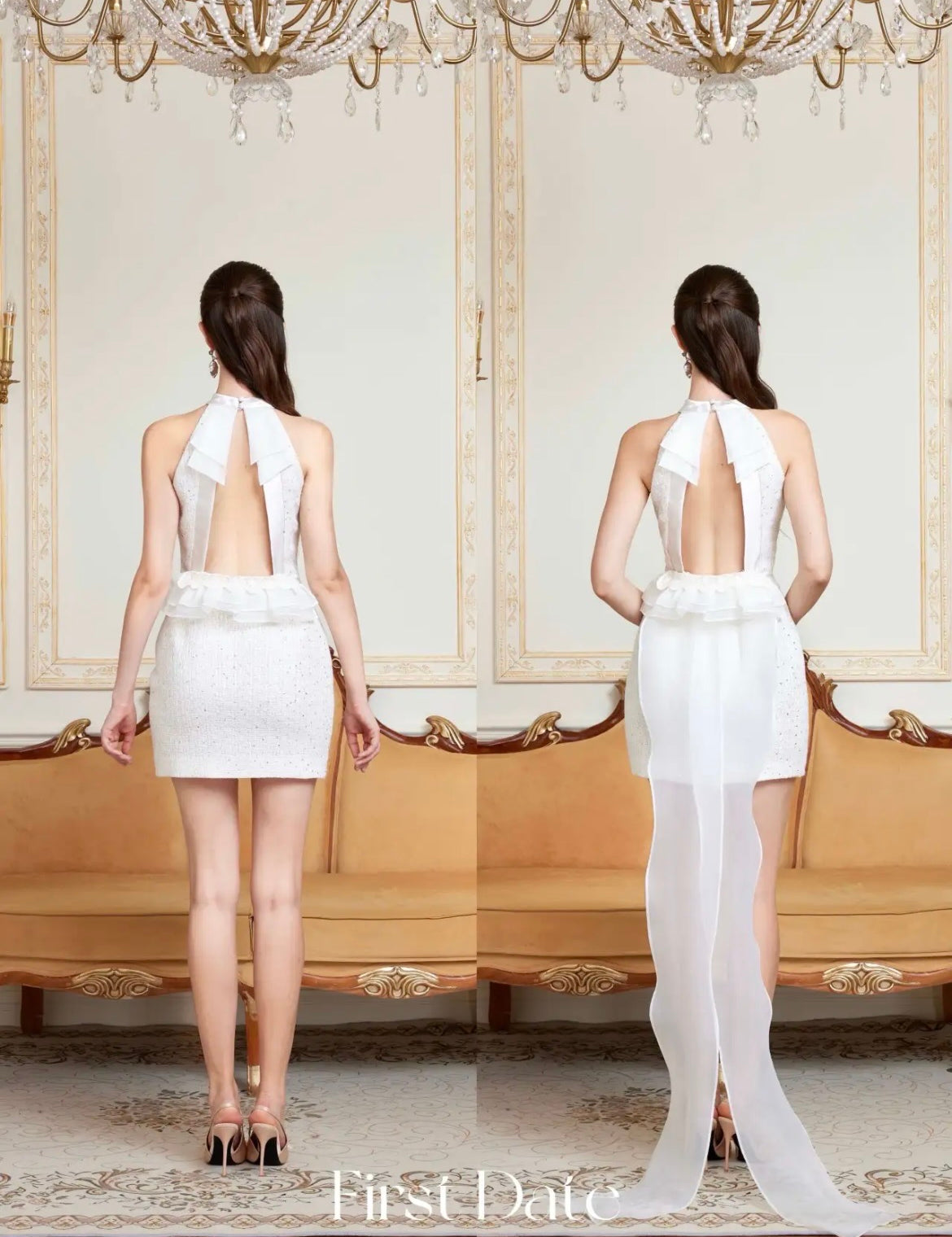 First Date NYC Date Me Ribbon Halter Dress with low back