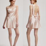 [Global Free Shipping] Fa Sogno Rose Reverie Satin Mini Dress