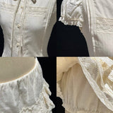 KittenClaw Vintage Lace Cross 100% Cotton Top