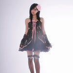 Get trendy with [Evil Tooth] Midnight Rose Gyaru Girl Floral Mini Dress - Shirts & Tops available at Peiliee Shop. Grab yours for $46 today!