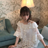 Rose Candy Summer Rose Cottage Morning Sweetie Lace Blouse and polka dots pants set