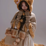 Rose Island Dear Little Zoo Ginger Cat Knit Cape