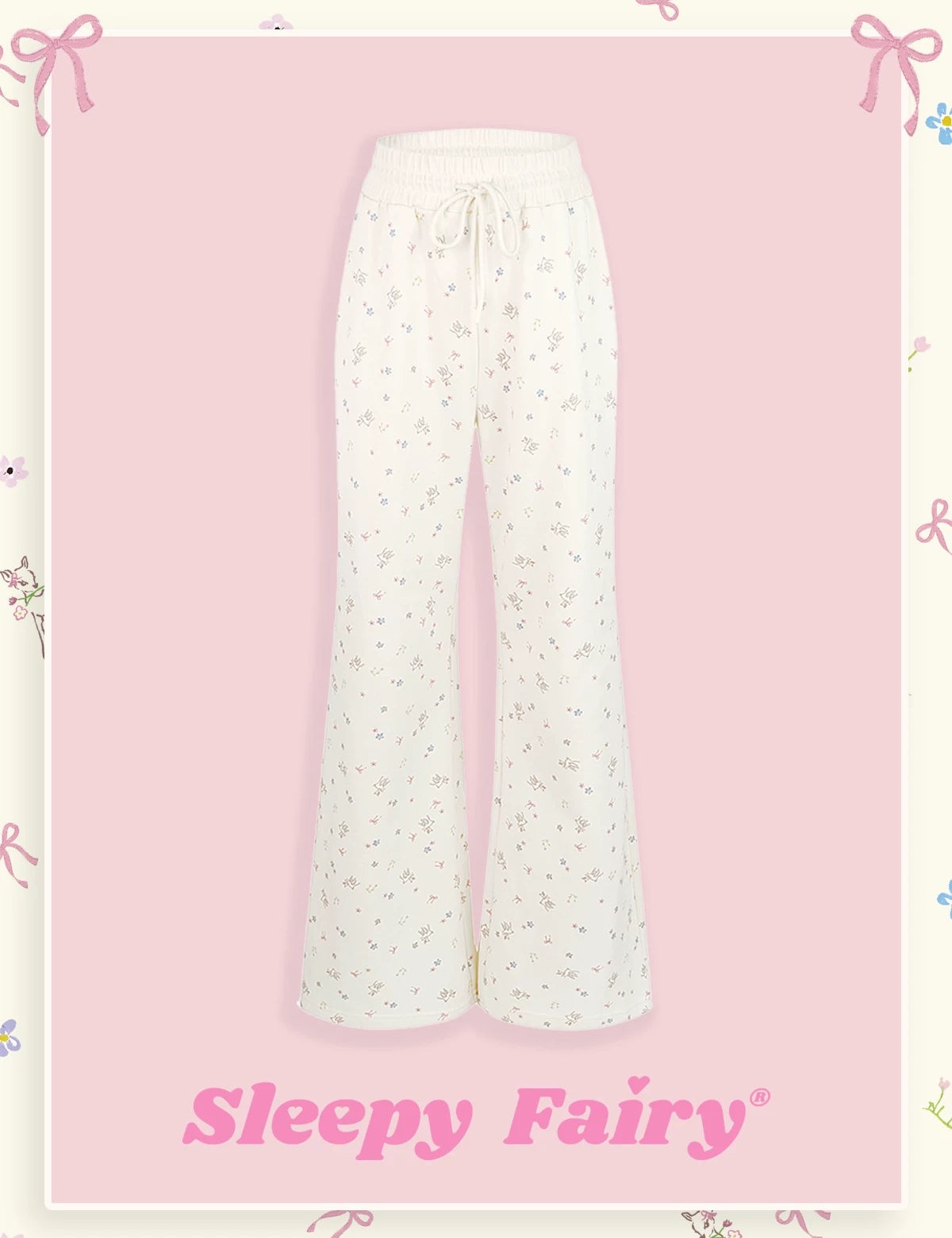 Sleepy Fairy Floral Deer Hoodie And Flare Pants Set