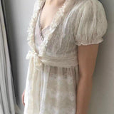 SicAstra Flower Diary Lace Short Cardigan