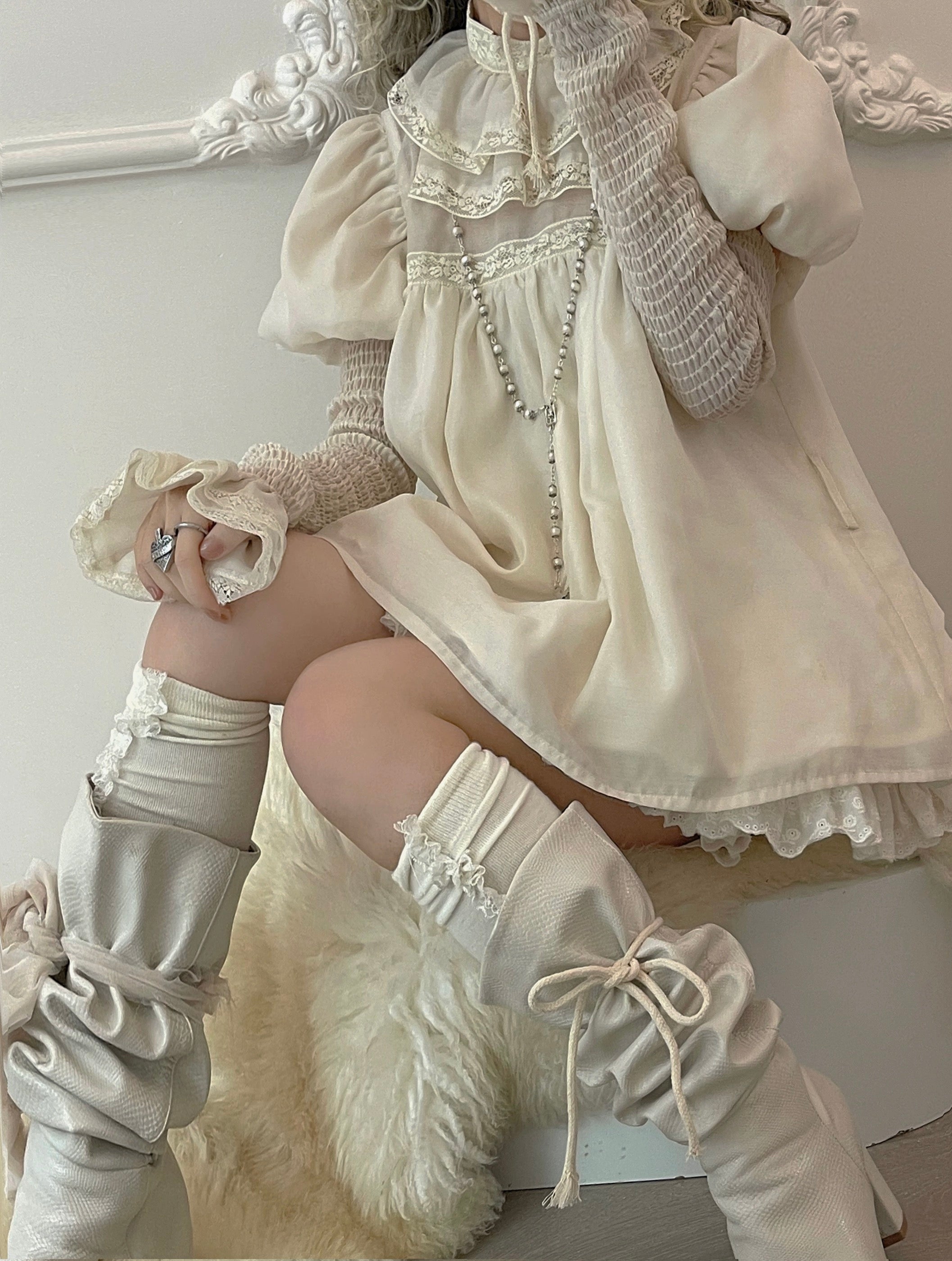 Get trendy with [Nololita] Hallucination Rose The Missing Moon Silk Like Cotton Shirt Christmas - Shirts & Tops available at Peiliee Shop. Grab yours for $36 today!