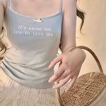 Get trendy with [Buy 2 Get 1 Free] It’s never too late to love me cotton vest top - vest available at Peiliee Shop. Grab yours for $12.80 today!