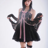 Get trendy with [Evil Tooth] Midnight Rose Gyaru Girl Floral Mini Dress - Shirts & Tops available at Peiliee Shop. Grab yours for $46 today!