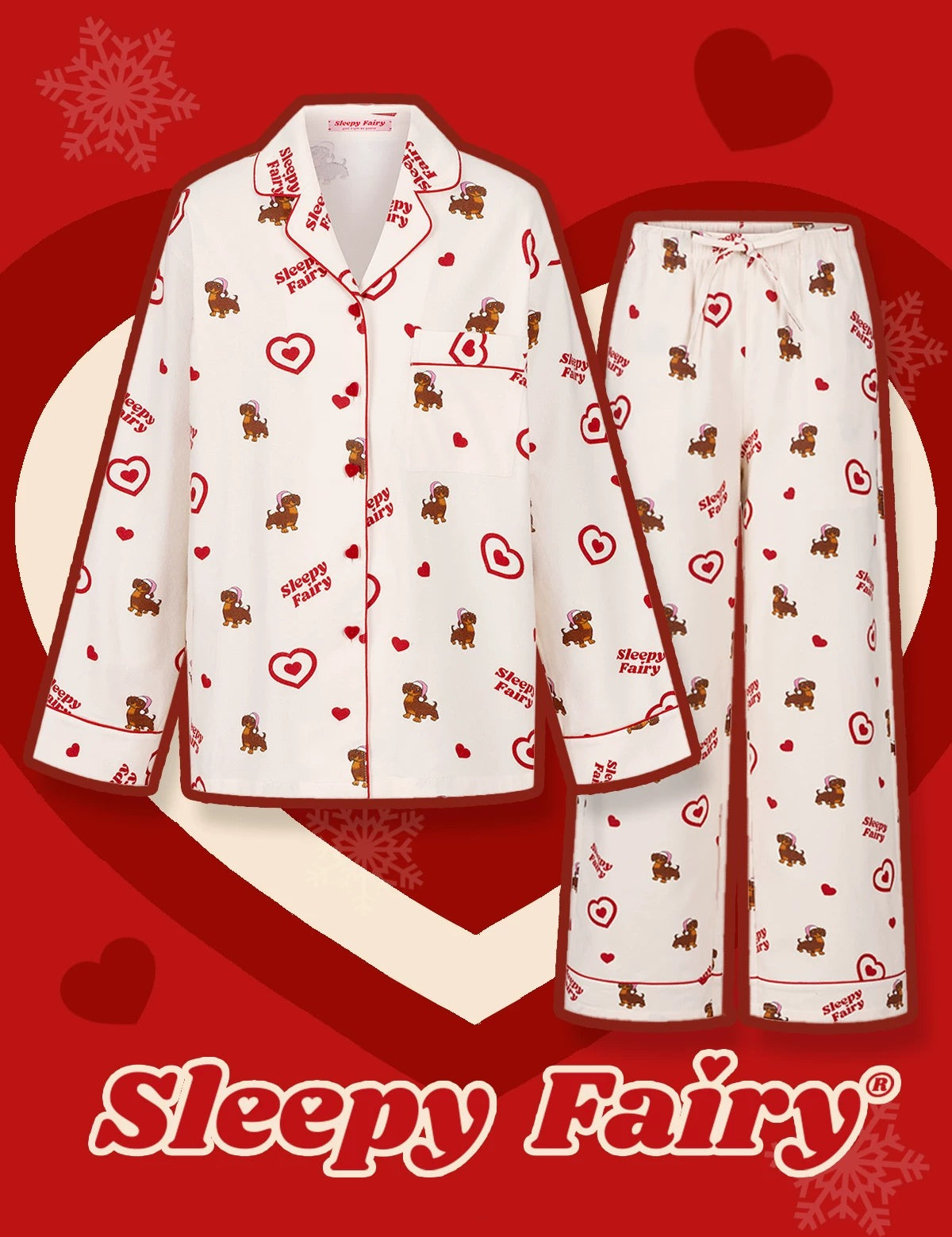 Sleepy Fairy Dachshund Brushed Flannel Pajama Set