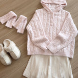 Get trendy with Soft Pink Age Wool Blended Sweater Hoodie - Sweater available at Peiliee Shop. Grab yours for $9 today!