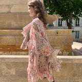 SPOII UNOSA Island Romance Linen Blend Leopard Floral Cape Dress
