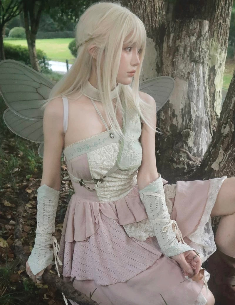 Get trendy with Rose Island AW24 Elf Guardian - The Girl Fairy Angel Mini Dress - Crop Top available at Peiliee Shop. Grab yours for $38 today!