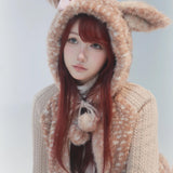 Rose Island Deer Hoodie with cute Fawn pattern print ribbon and ear details photo via PeilieeShop for $69