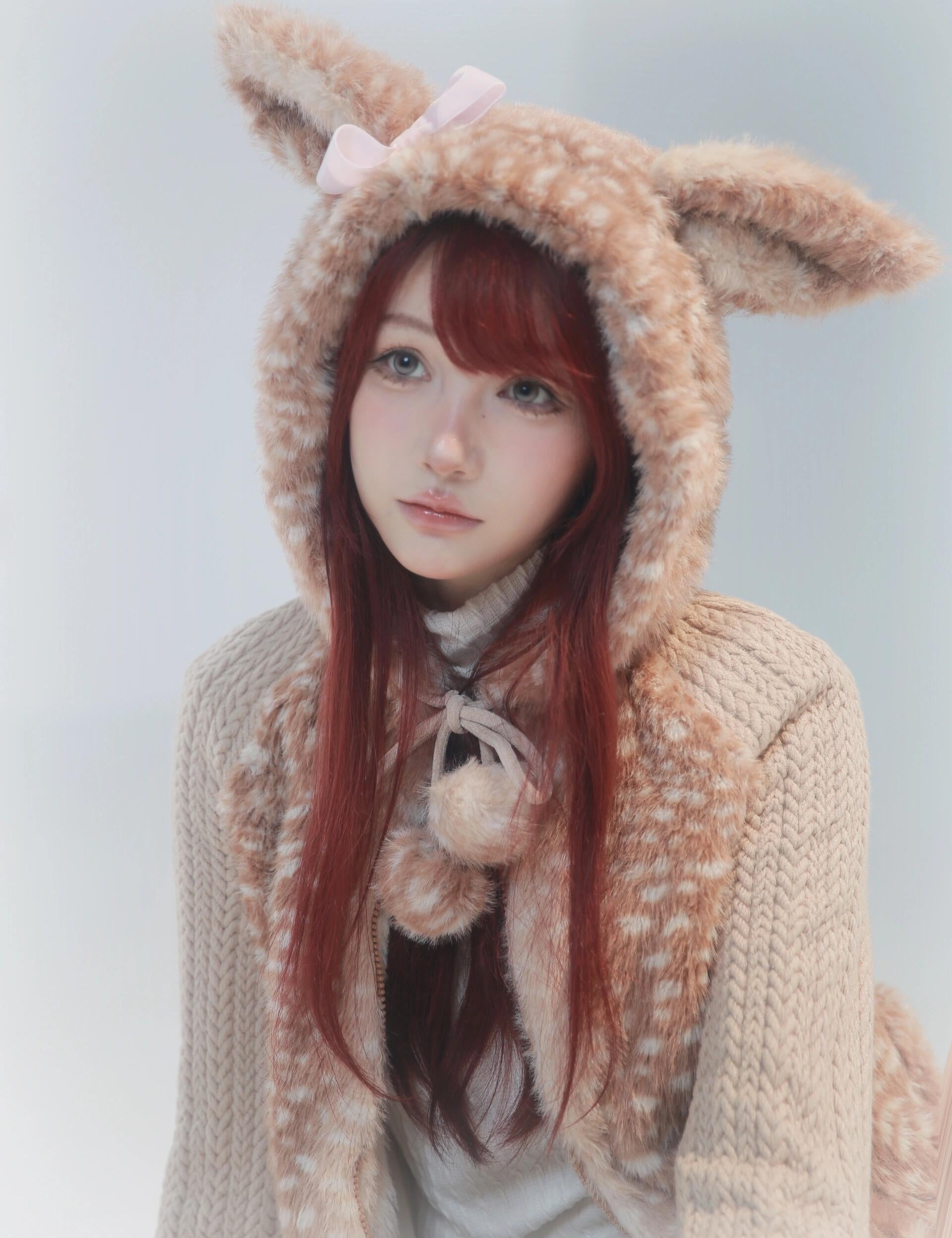 Rose Island Deer Hoodie with cute Fawn pattern print ribbon and ear details photo via PeilieeShop for $69