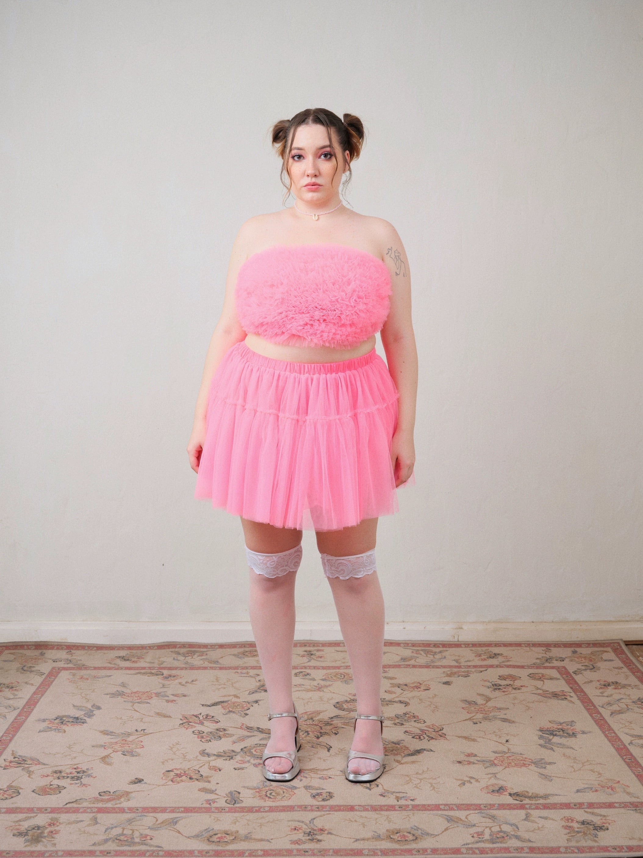 Get trendy with [Curve Beauty]Shy Girl Strapless Puffy Mini Skirt Set -  available at Peiliee Shop. Grab yours for $37 today!