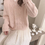 Get trendy with Angelic Sakura pink soft knitting sweater cardigan - Sweater available at Peiliee Shop. Grab yours for $25.50 today!