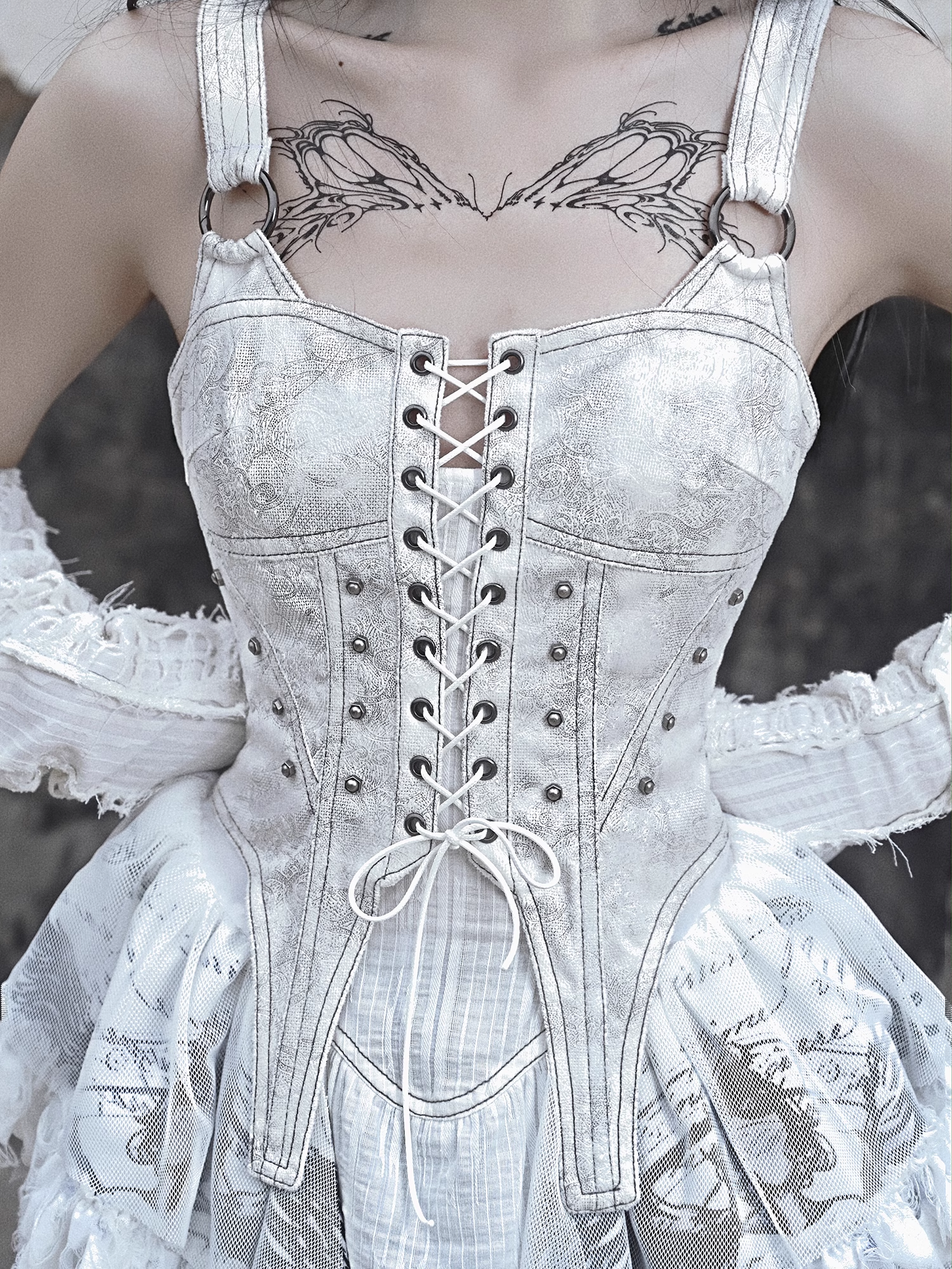 Get trendy with [Blood Supply] Madhouse Distressed Dress Set - Dresses available at Peiliee Shop. Grab yours for $49 today!
