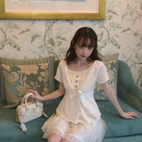 Rose Candy Summer Rose Cottage Lace Bow Knit Cardigan
