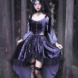 Get trendy with [Blood Supply] Moon Goddess Velvet Corset Top - Clothing available at Peiliee Shop. Grab yours for $42 today!