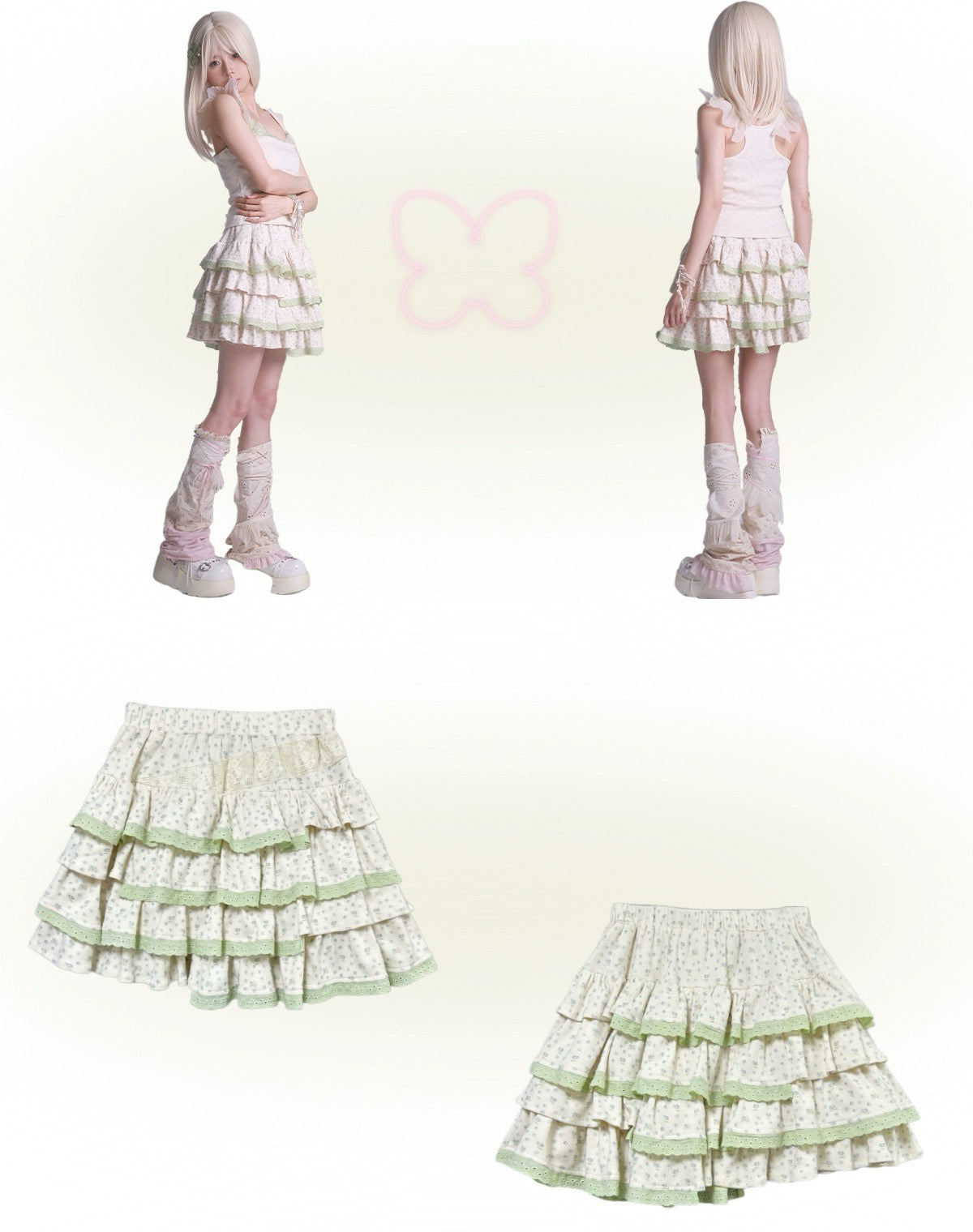 Get trendy with [Rose Island] Lil Spring Tinker Bell Crop Top Skirt Set - Dress available at Peiliee Shop. Grab yours for $29 today!