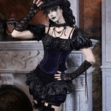 Blood Supply Moon Funeral Velvet Lament Puff-Sleeve Top