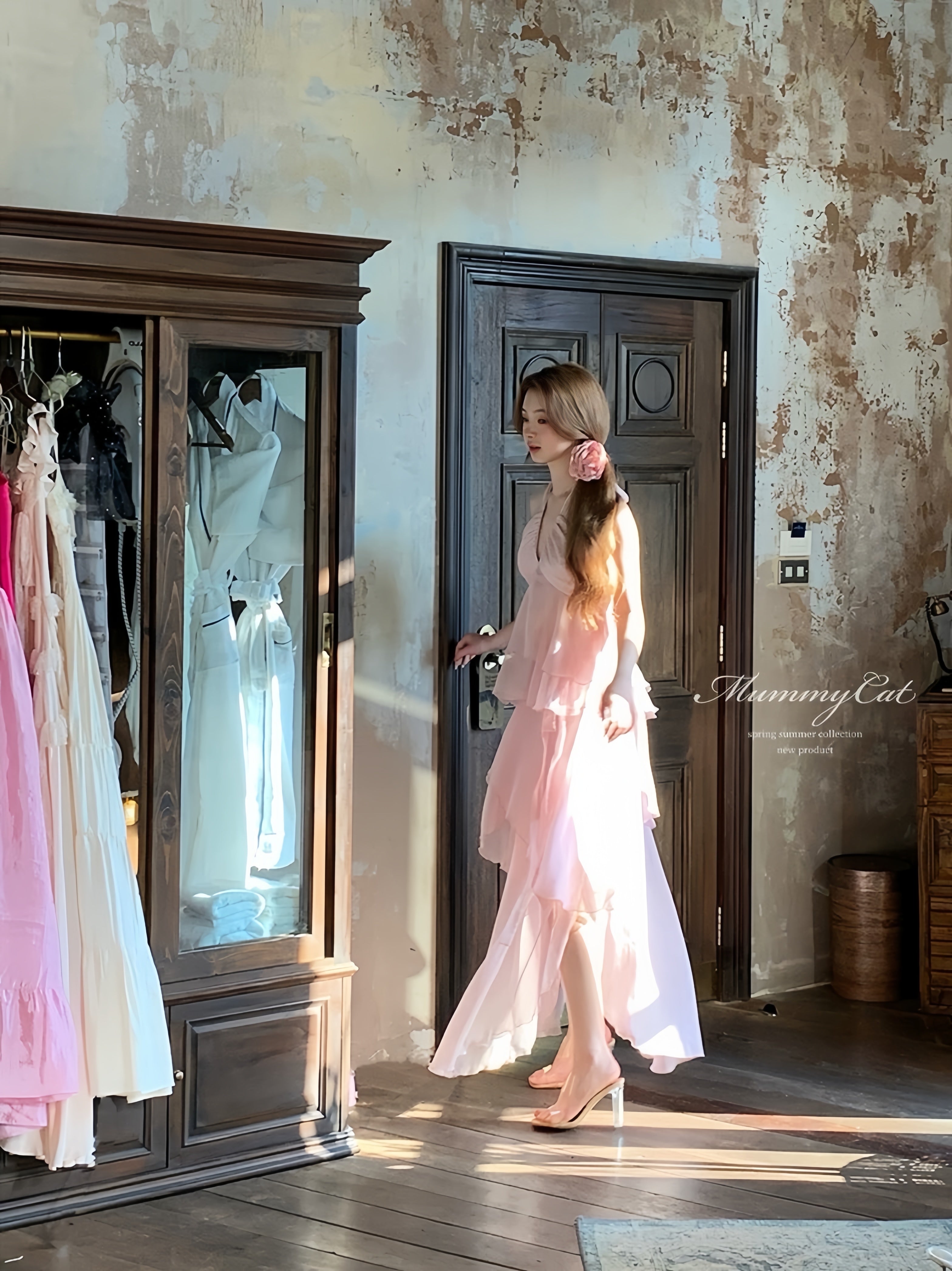Get trendy with [Mummy Cat] Spring Sakura Rimantic Dress Set -  available at Peiliee Shop. Grab yours for $62 today!