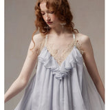 [Global Free Shipping] Fa Sogno Blue Moonlight Sonata Lace Chiffon Dress