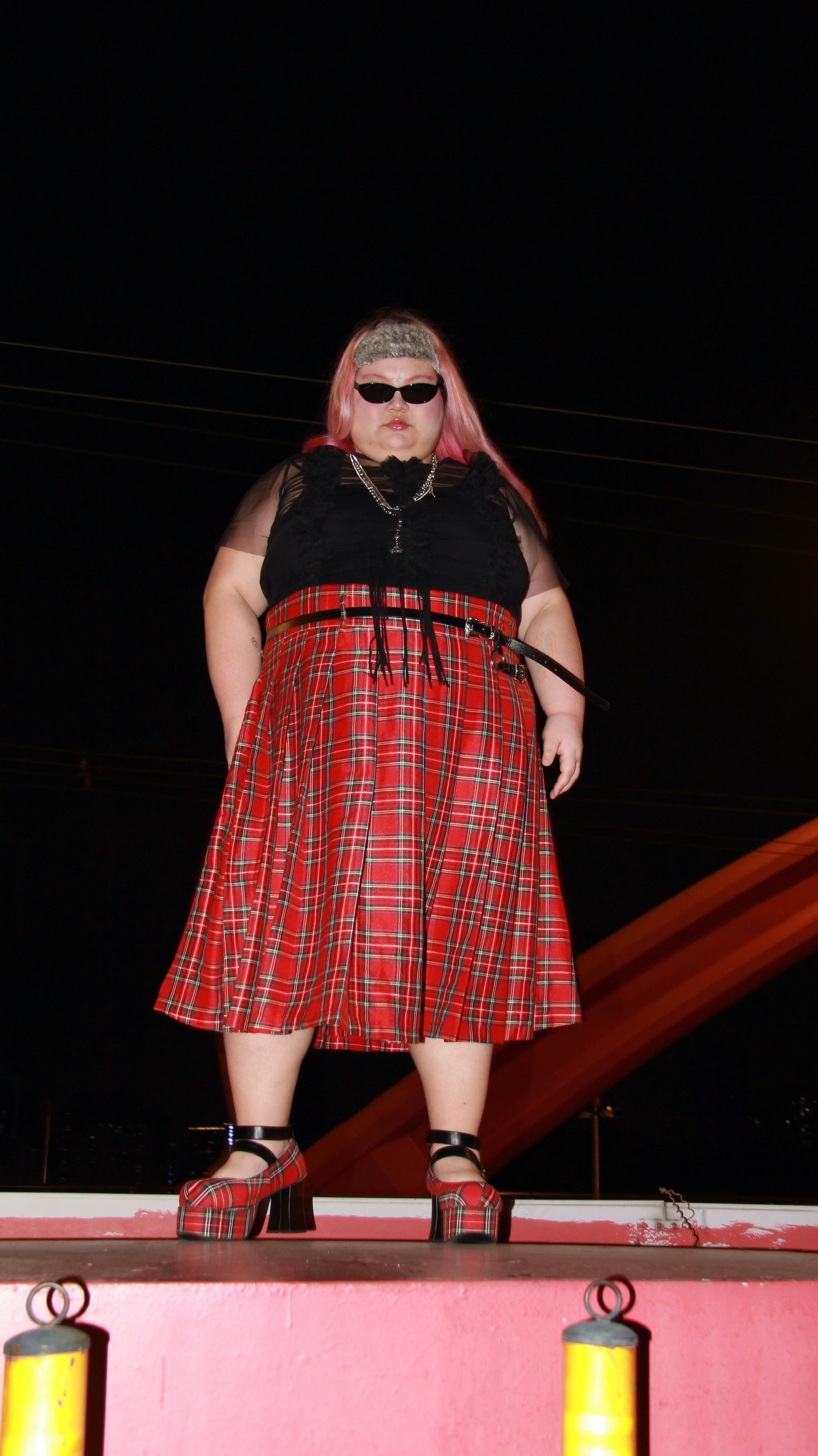 Get trendy with [Curve Beauty] Red Punk Plaid Skirt - Curve available at Peiliee Shop. Grab yours for $54 today!