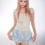 Rose Island Peach Jellyfish Bubble Mini Skirt