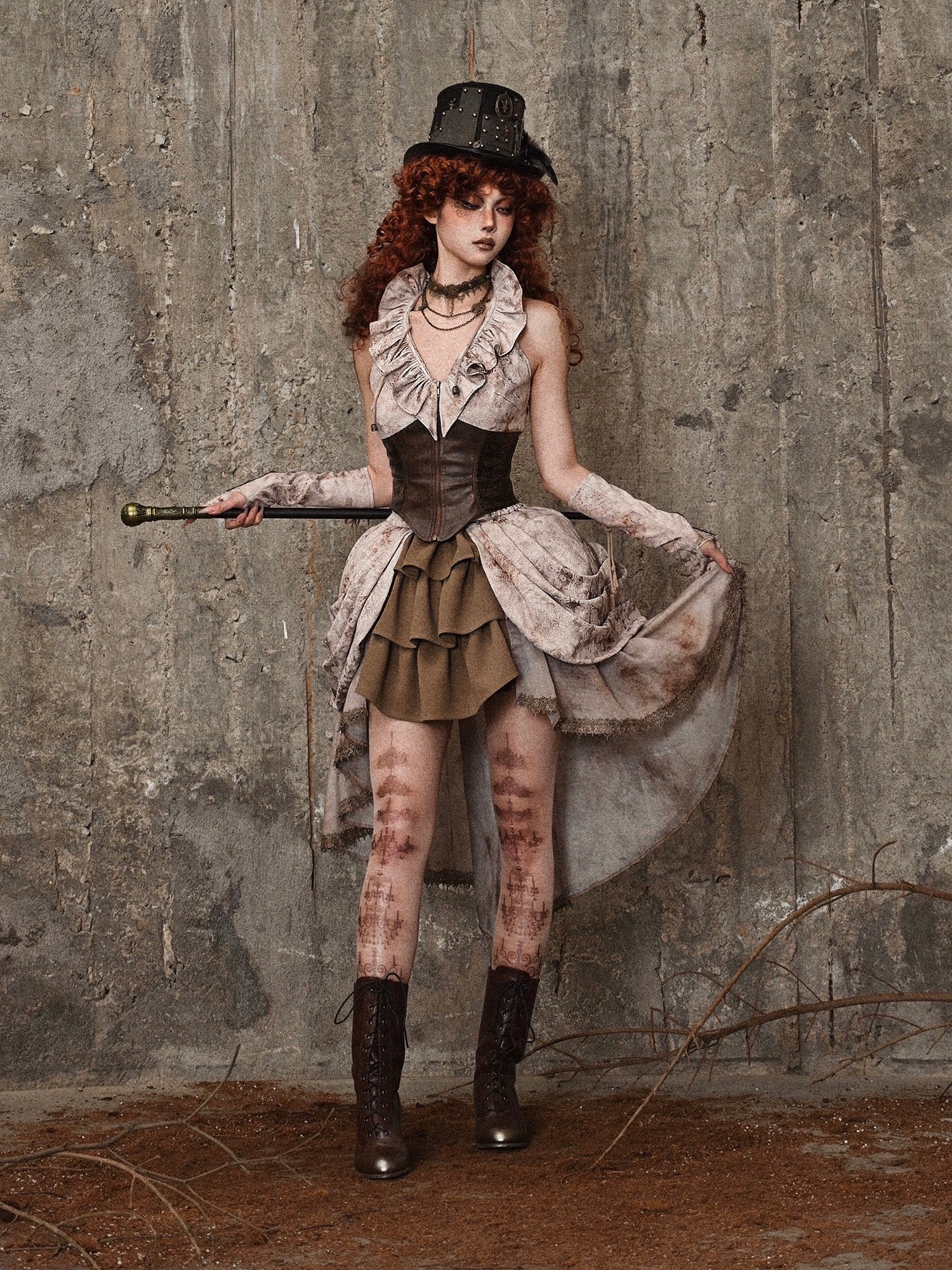 Get trendy with [Blood Supply] Dragon Era steampunk short Cake mini Skirt - Skirt available at Peiliee Shop. Grab yours for $55 today!