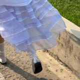 Pacific Position Lavender Whisper Ruffle Midi Dress