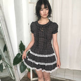 SicAstra Polka Doll Cotton Dress In Black