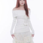 Get trendy with [Rose Island] The White Romance Wool-blend Sweater -  available at Peiliee Shop. Grab yours for $60 today!
