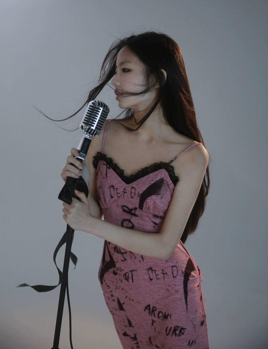 Get trendy with [Evil tooth] Punk Rose Mermaid Tail Design Midi Dress - Shirts & Tops available at Peiliee Shop. Grab yours for $45 today!