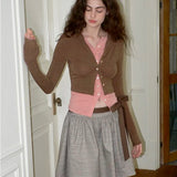 MineBeThyVers Murmure d’Amour plaid A-line midi skirt with ribbon