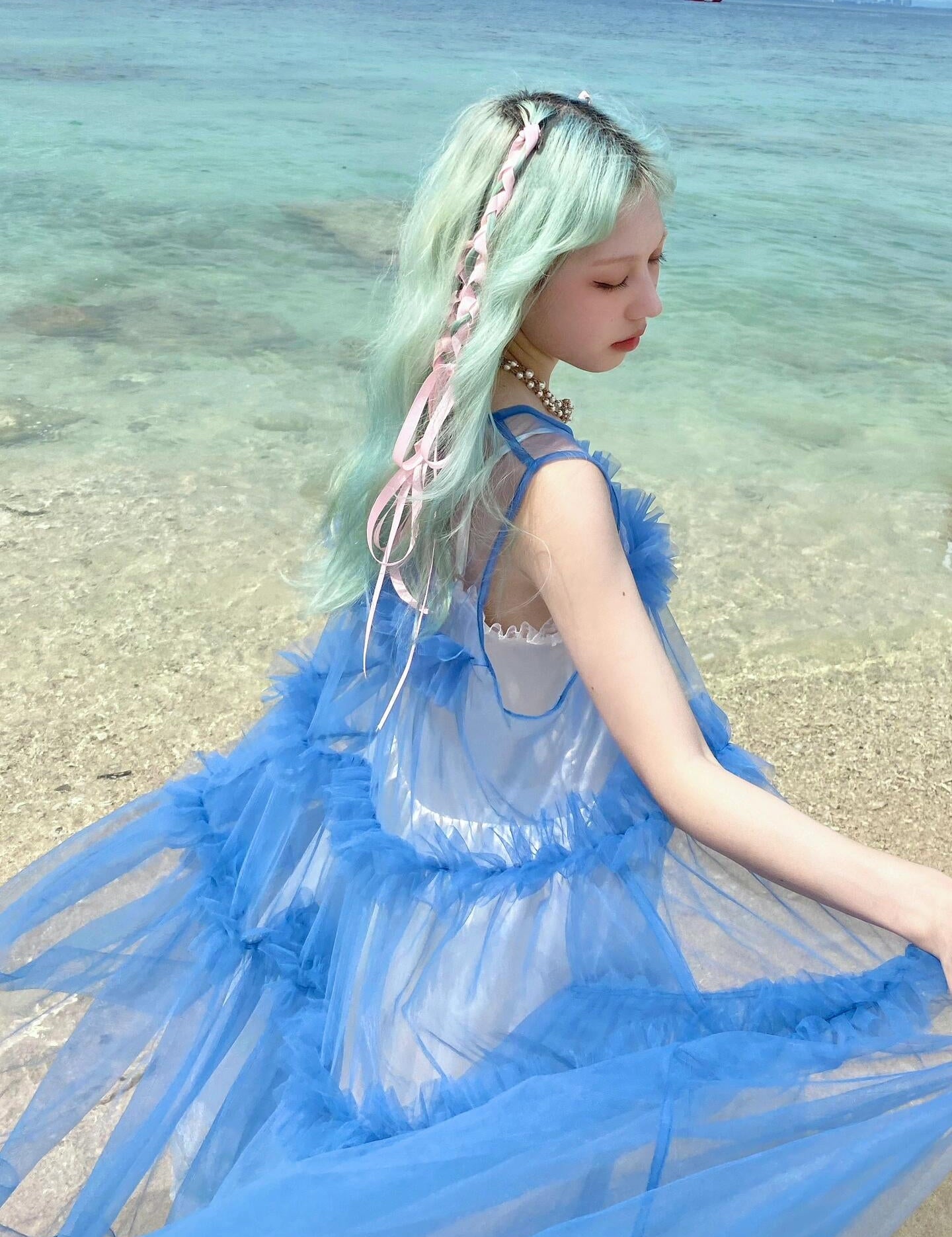 Get trendy with [August Unicorn] Klein Blue Dreamy Outer Dress - Dresses available at Peiliee Shop. Grab yours for $62 today!