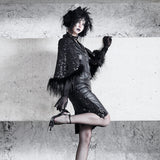 [Blood Supply] Shadow Stalker Gothic Faux Fur Cape Coat PU Leather