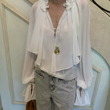 SPOII UNOSA Clair de Romance Ruffle Sleeve Blouse