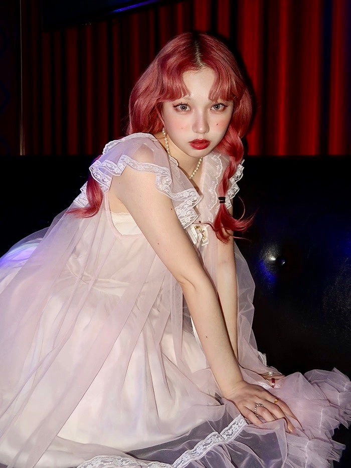 Get trendy with [August Unicorn] Rose romance transparent outer dress - Dresses available at Peiliee Shop. Grab yours for $75 today!