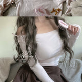 SheepKiss Ballet Soft Girl Off-Shoulder Sweater