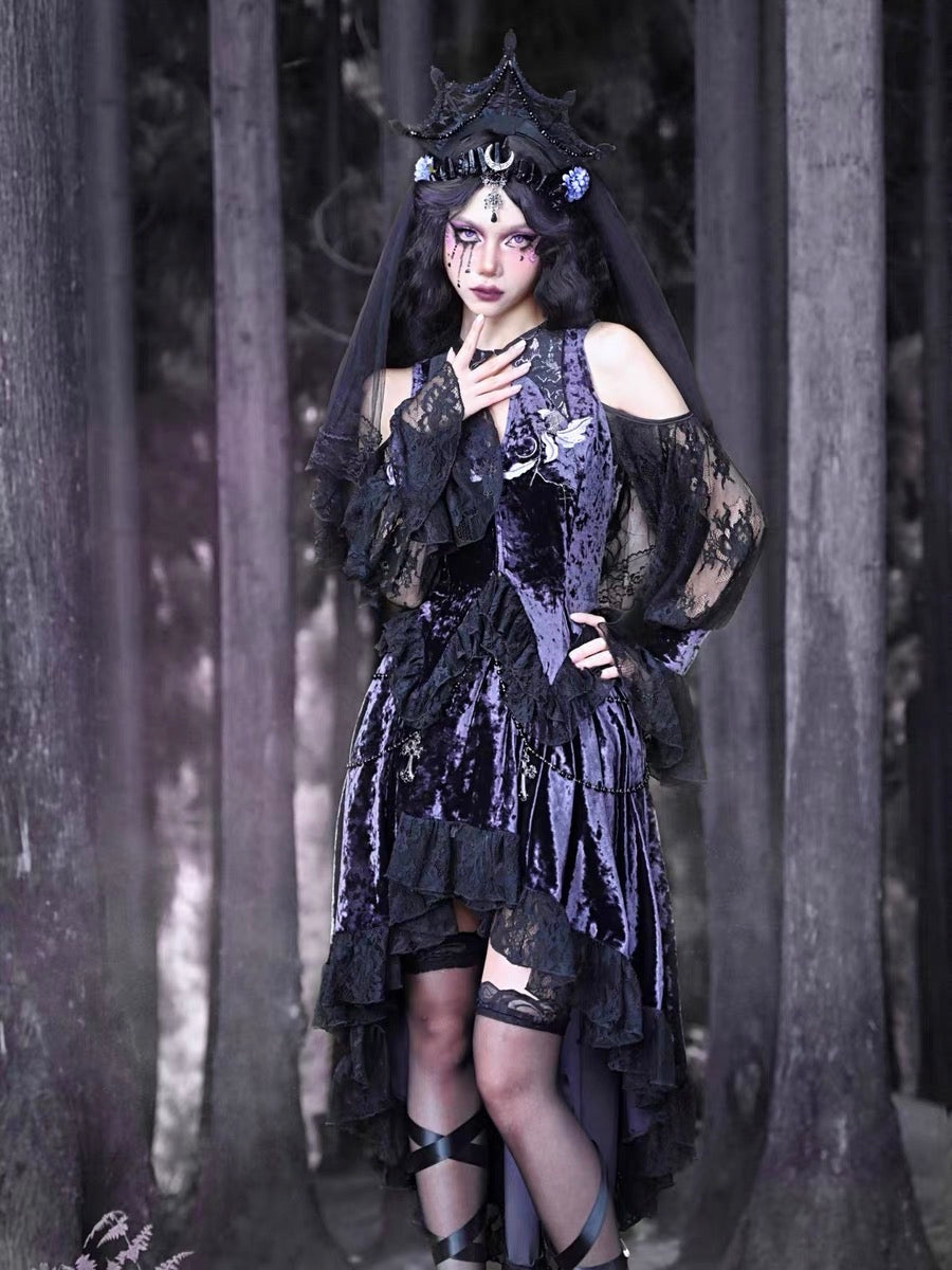 Get trendy with [Blood Supply]Lunar Deity French Off-Shoulder Halloween Top - Clothing available at Peiliee Shop. Grab yours for $50 today!