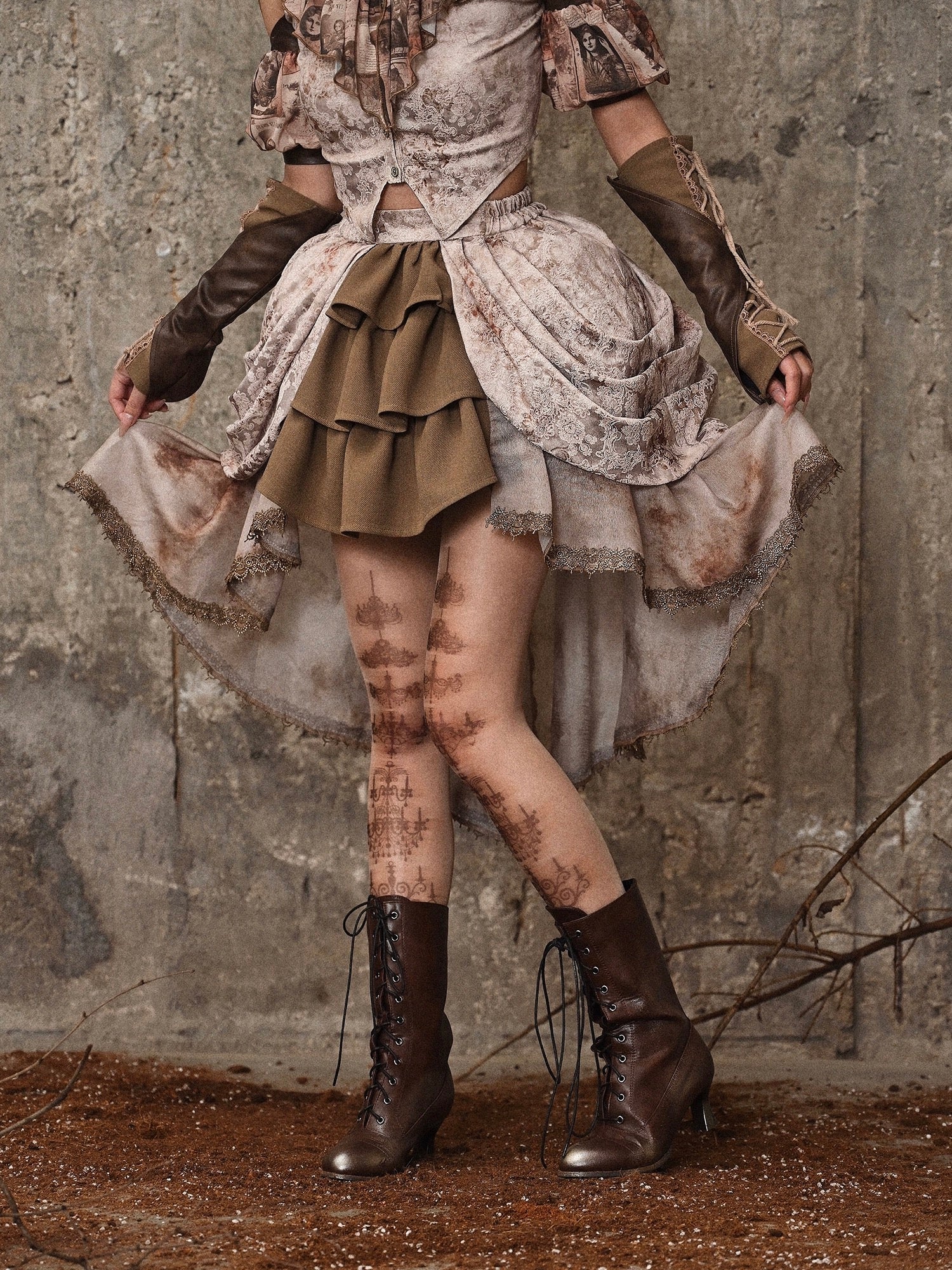 Get trendy with [Blood Supply] Dragon Era steampunk short Cake Skirt - Skirt available at Peiliee Shop. Grab yours for $55 today!