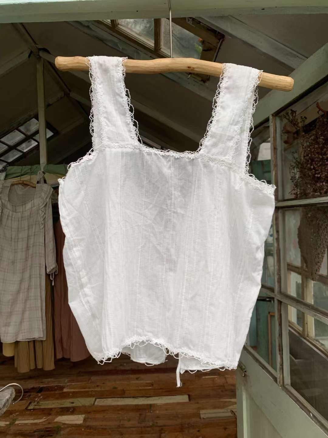 Get trendy with [Tailor Made] Angel Garden Handmade Crop Top Linne Tank -  available at Peiliee Shop. Grab yours for $65 today!