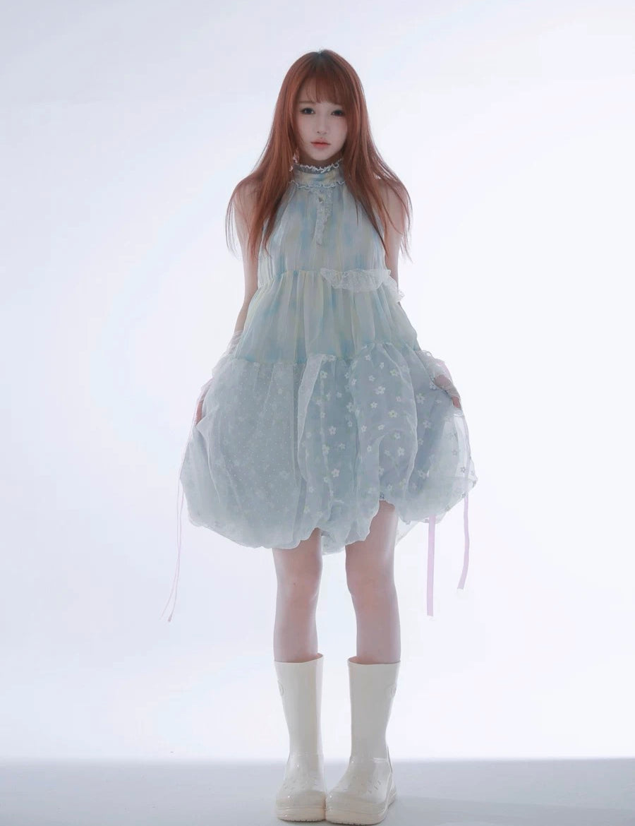 Get trendy with [Rose Island] Blue Sea Fairytale Mini Dress - Dress available at Peiliee Shop. Grab yours for $62 today!