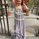 UNOSA Lavender Veil Layered Panel Chiffon Dress