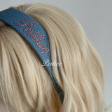Custom Name Sugar Denim Babydoll Hairband Handmade Gift