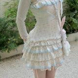 Cinnabun Angel Mint Candy Floral Mini Dress
