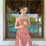 Get trendy with [SPOII UNOSA] Garden Dress Gingham Midi Dress Gown -  available at Peiliee Shop. Grab yours for $72 today!