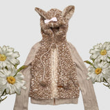Rose Island Deer Hoodie with cute Fawn pattern print, product photo via PeilieeShop for $69