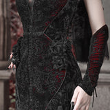 [Blood Supply] Scarlet Romance Gothic Velvet Mermaid Maxi Dress Gown